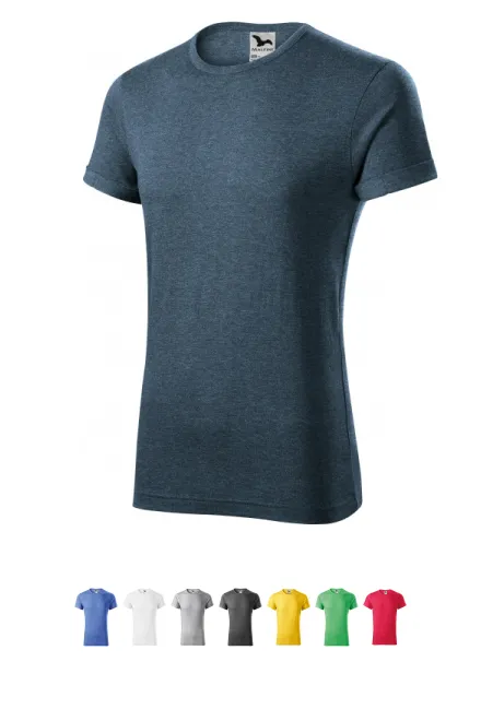 Meeste rullitud varrukatega T-särk, tume denim marmor