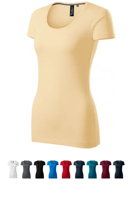 Naiste dekoratiivõmblustega T-särk, vanilje