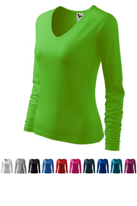 Naiste liibuv T-särk, V-kaelusega, õunaroheline