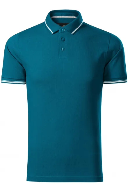 Meeste kontrastne polosärk - petrol blue, S
