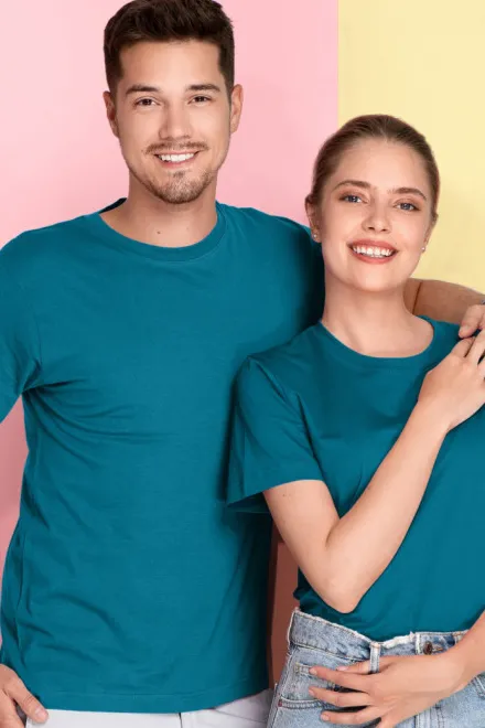 Kerge lühikeste varrukatega T-särk, petrol blue