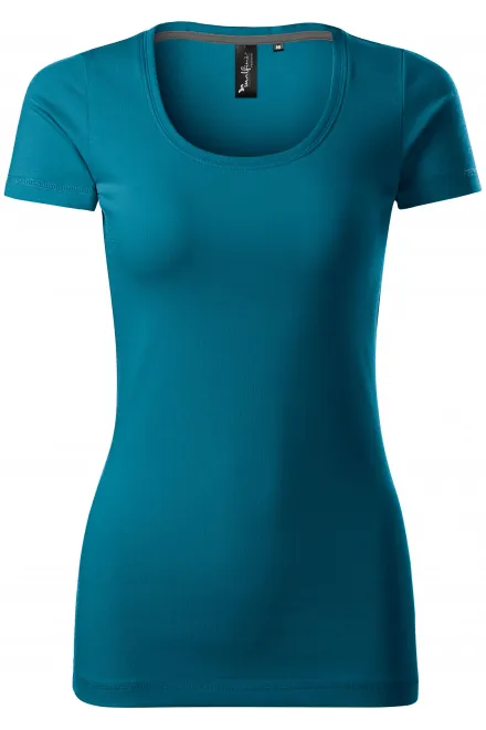 Naiste dekoratiivõmblustega T-särk - petrol blue, XS