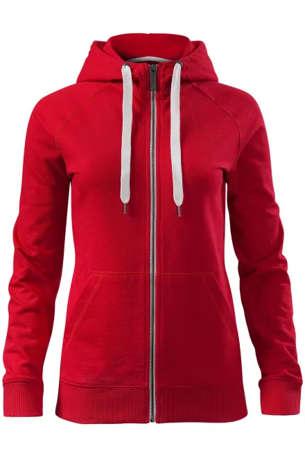 Naiste kontrastne kapuutsiga dressipluus - formula red, XS
