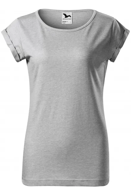 Naiste rullitud varrukatega T-särk - hõbedane marmor, 2XL