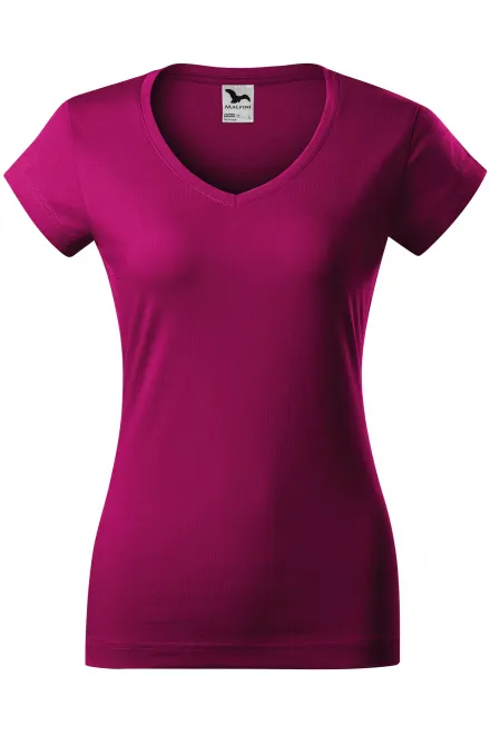 Naiste slim fit V-kaelusega T-särk - fuksia, XS