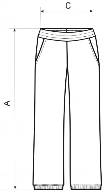 Daamide taskutega dressipüksid - mõõtmete tabel