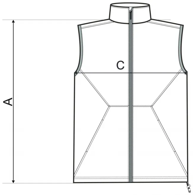 Meeste vest - mõõtmete tabel